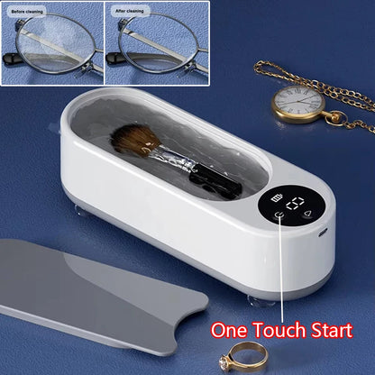 Ultrasonic Silver Gold Cleaner High Frequency Vibration Glasses Cleaner Makeup Brush Cleaner USB Rechargeable for Coins Dentures