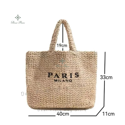 Women Summer Beach Vacation Fashion Straw Knitting Shoulder Bag Hollow Out Handwoven Handbag Portable Large Capacity Casual Tote