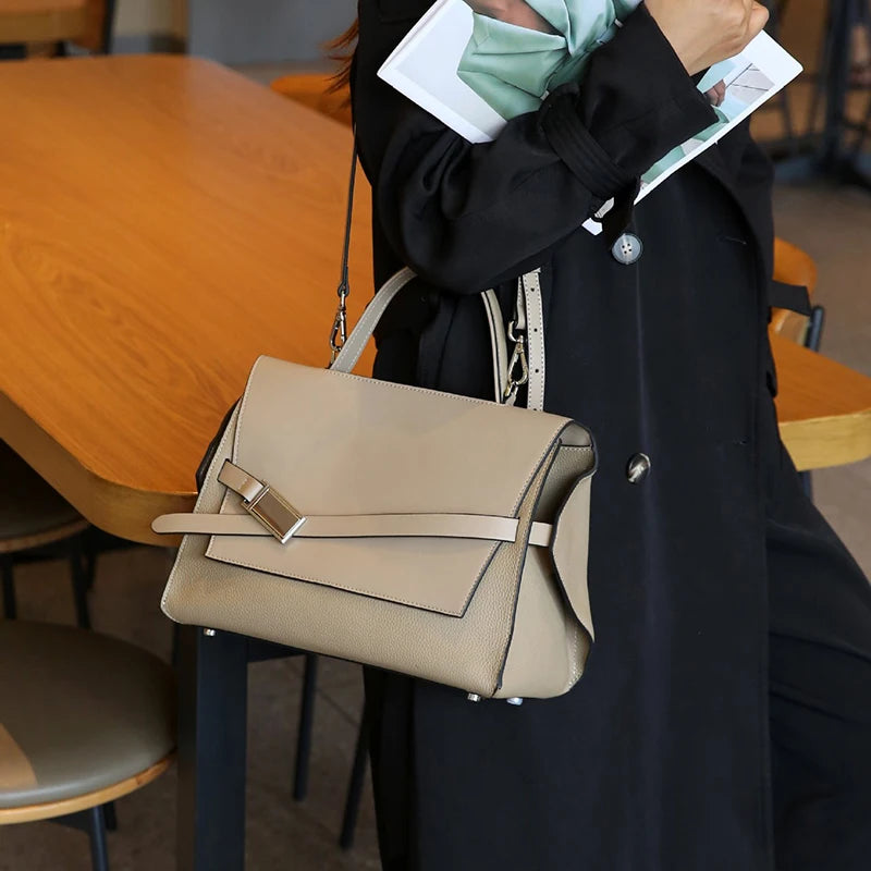 2024 high quality leather tote bags women square handbags luxury designer commuter shoulder crossbody bag large capacity