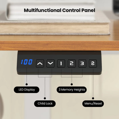 GOFLAME Electric Standing Desk, Sit Stand Home Office Desk with 3 Memory Height Settings, Height Adjustable Computer Desk
