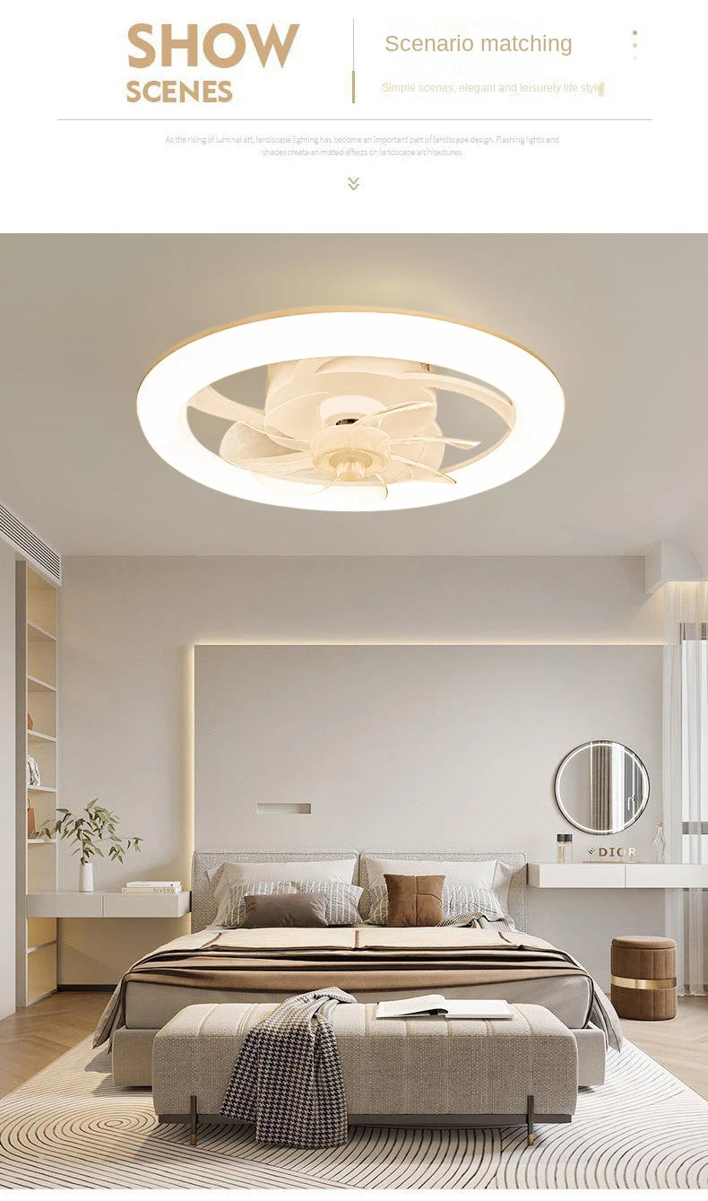 New Ceiling Fan Light Living Room, Bedroom Modern and Simple Home Intelligent Remote Control Restaurant LED Fan Light