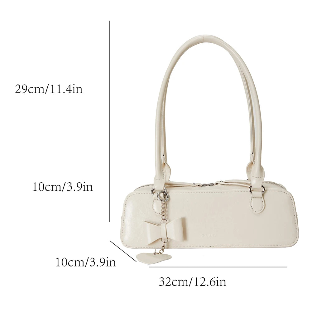 Women PU Underarm Bag Small Handbag Large Capacity Fashion Shoulder Bag with Heart Pendant Top Handle Bag Stylish Shoulder Purse