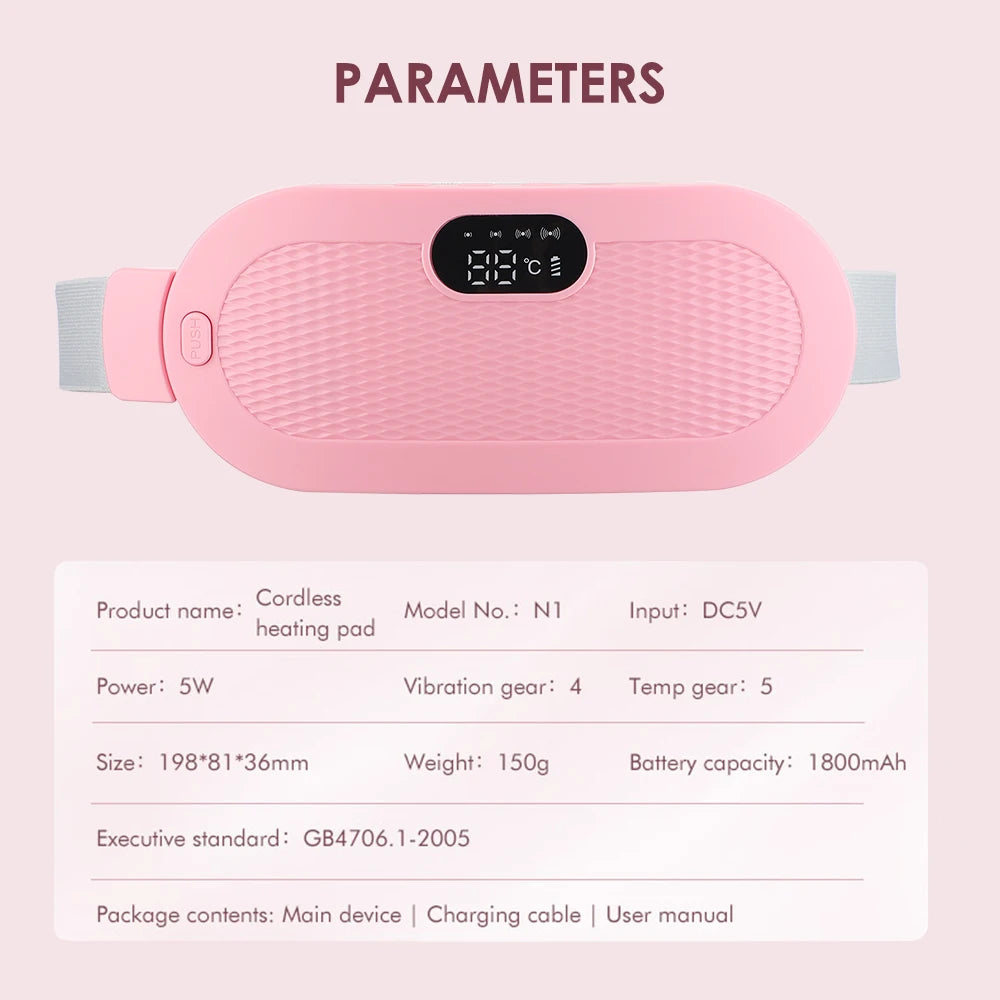 Rechargeable Electric Abdominal Massager 4 Modes Vibration Kneading Waist Massage Belt For Lumbar Belly Uterus Warm Belt