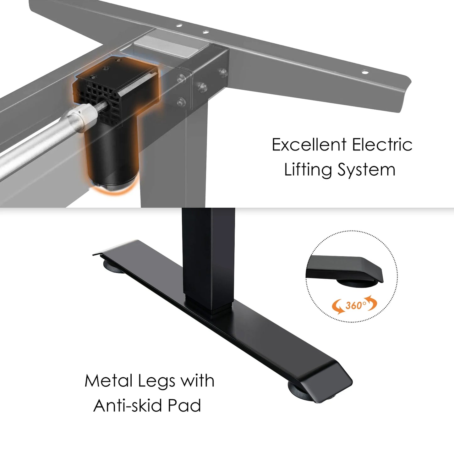 GOFLAME Electric Height Adjustable Standing Desk, Sit Stand Desk w/ Frame, 4 Programmable Preset Controller