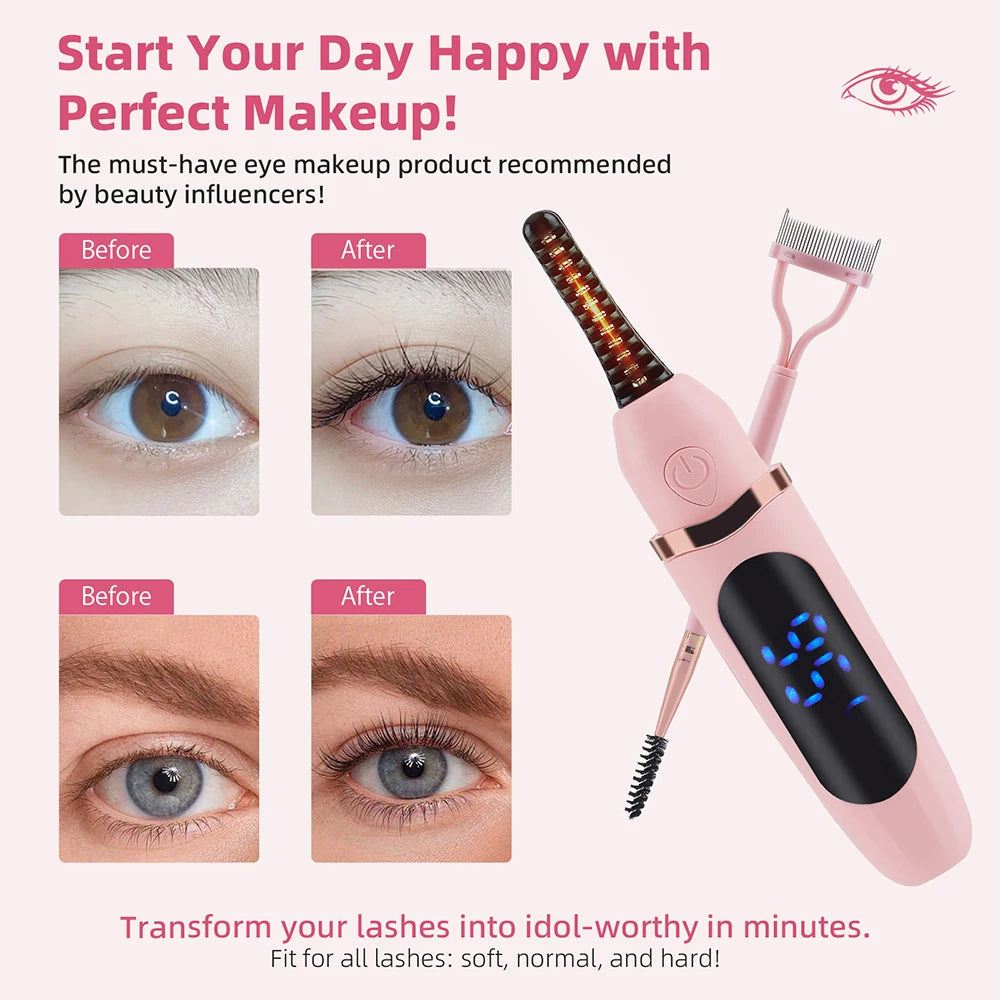 Electric Eyelash Curler Long-lasting Curling Perm Heating Eyelash Curling Brush Ironing Eyelash Comb Eyelash Styling Makeup Tool