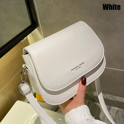 Trendy Saddle Shoulder Bag Women PU Leather Crossbody Bag Simple Solid Color Flap Messenger Bag Fashion Handbags Pouch