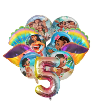 Ocean Adventure Moana Cartoon Balloons Set Baby Shower First 5th Birthday Party Decoration Supplies Shell Conch Globos