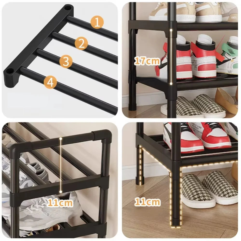 Simple Metal Shoe Rack Multilaye Metal Shoes Rack Space Saving And Simple Shoes Shelves Cabints Space Black Elevated Shoe Racks