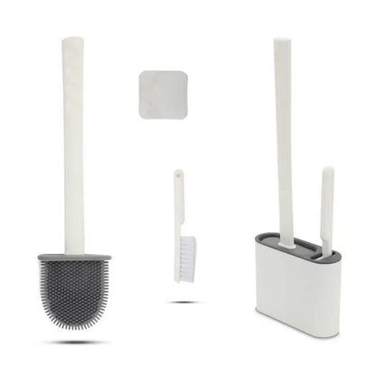 Upgraded Silicone Brushes With Toilet Brush Holder Soft Bathroom Cleaning