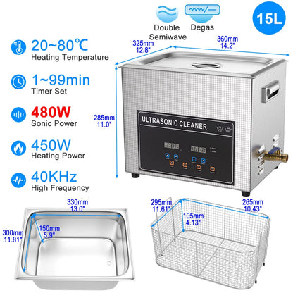 2L 3L 6L 10L 15L 30L Ultrasonic Cleaner US EU AU UK Ultrasonic Bath Washing Dental Retainer 60w 600w Ultrasound Cleaning Machine