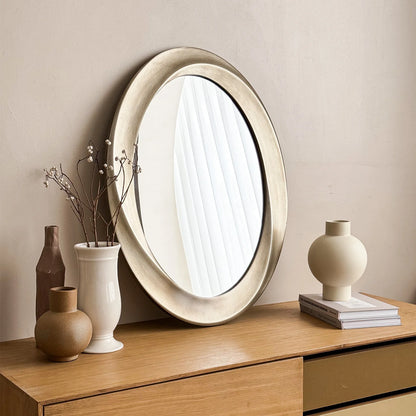 Oval Wall Mirror Beveled Edge Beautiful Curve Frame Accent Mirrors Baroque Gold Bathroom Mirror Vanity Mirror