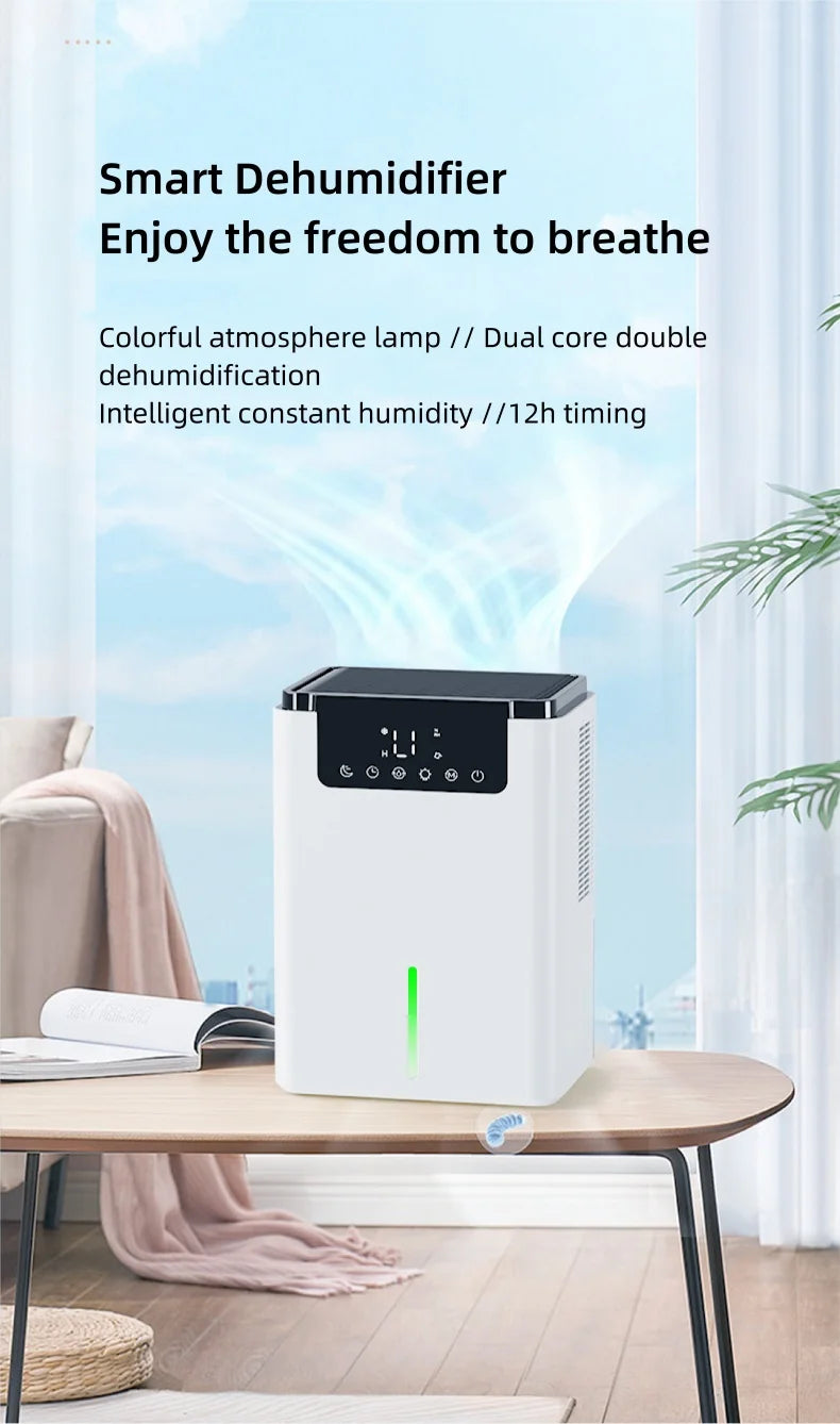 2.5L Mini Household Light Fresh Dehumidifier Room Home Wardrobe Intelligent Deumidificatore With Color Atmosphere Lights