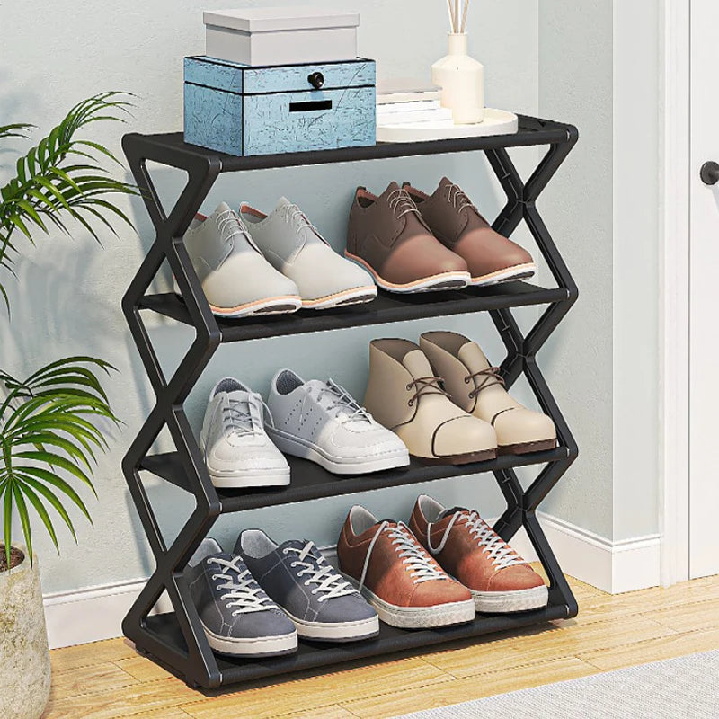 1pc Multi-Layer Shoe Shelf 4 Layers Simple Dust-proof Storage Shoe Cabinet Multi-layer Assembly Door Dormitory Organizer Rack