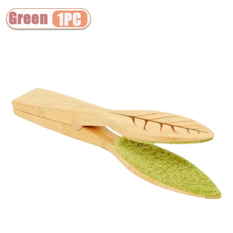 1-4PCS Leaf Cleaner Plant Leaf Dust Removal Leaf-shaped Cleaning Brush Household Plant Cleaning Tool Wooden Leaf Cleaning Tongs