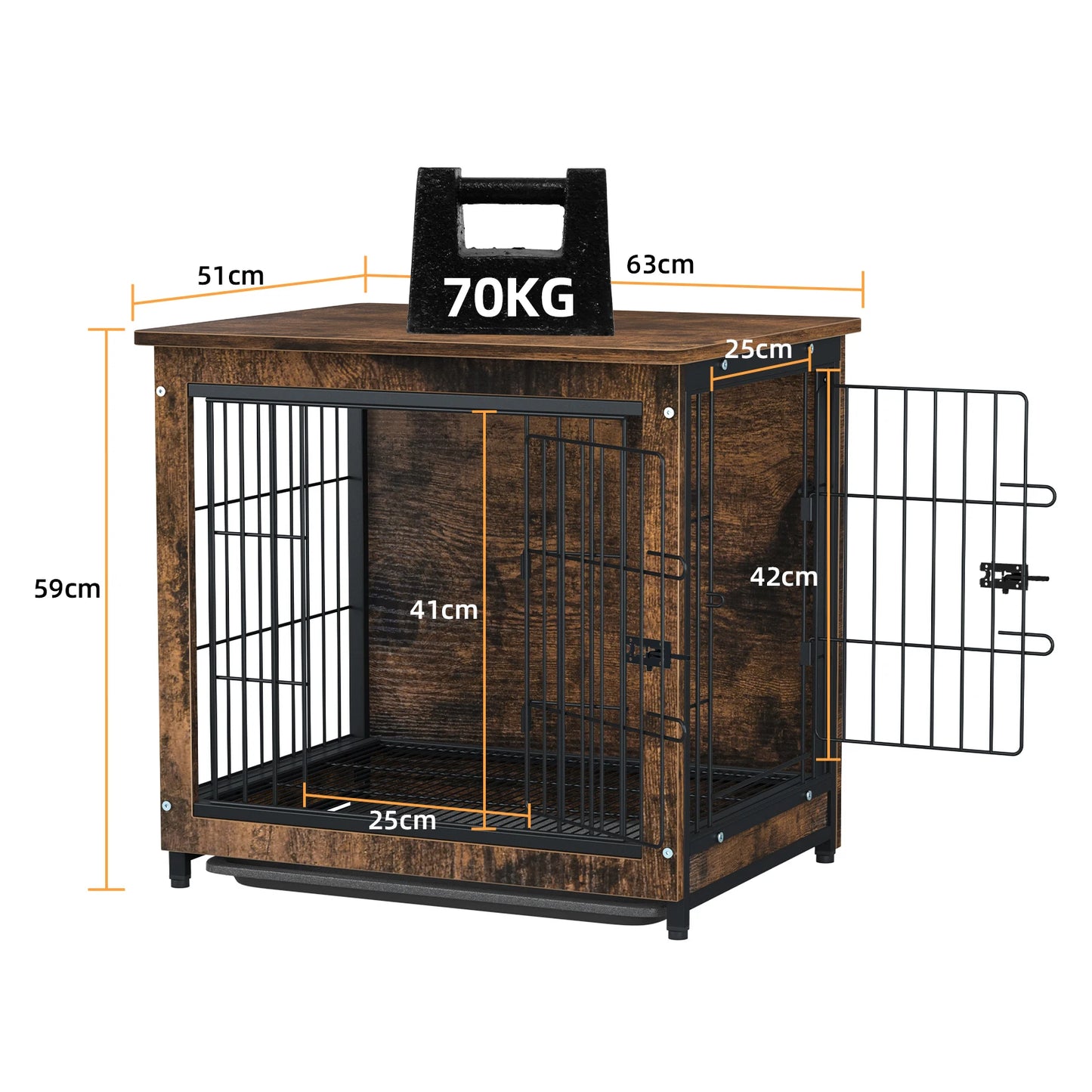 Pet Cage Kennels with 2 Doors and Removable Tray, Dog Crate, End Table Furniture, Wood Metal, Combine Pet Cage, S, M, L, 3 Sizes