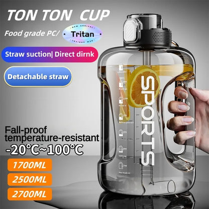 1.7L/2.5L/3.8L Fitness Cup Bpa Free Gym Drinking Bottle Large Capacity Portable PC Sports Water Bottle With Straw Water Kettle