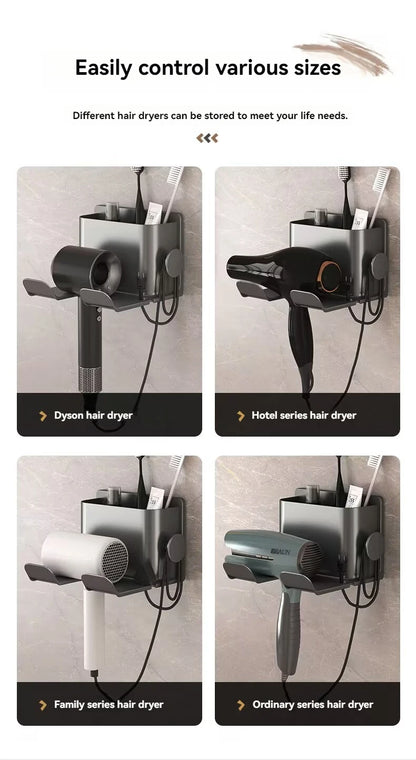 1 Pc Hair Dryer Storage Rack, Bathroom Dressing Table MultifunctionalStorage Rack, No Punching Blow Dryer Wall Mount Bracket