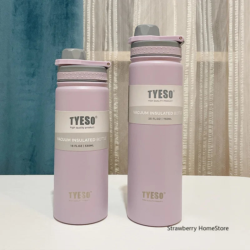 Tyeso 530/750ML Stainless Steel Thermos Bottle Portable Outdoor Sport Water Cup Keeps Cold and Heat High Capacity Thermos Bottle