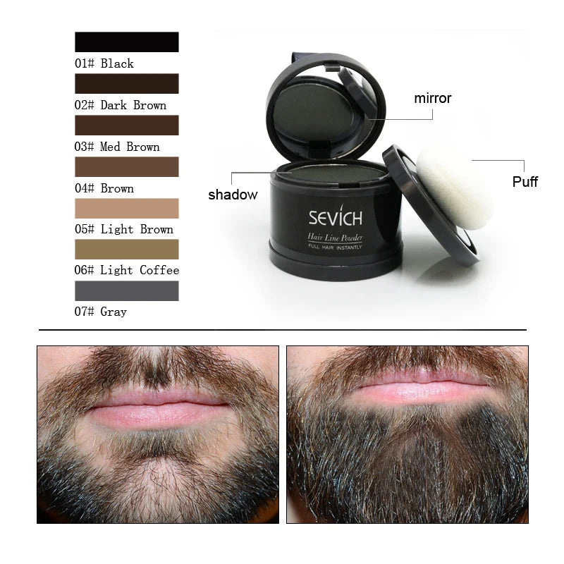 Sevich Waterproof Beard Filler Beard Hair Shadow Powder Root Cover Up Concealer Fill In Thinning Instantly Modify Fluffy Powder