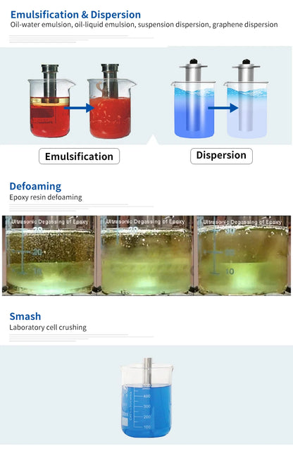 28KHz Lab Ultrasonic Homogenizer Ultrasound Rod Sonicator Vibration Bar for Medicine Herbal Plant Extractor Oil Liquid Mixing