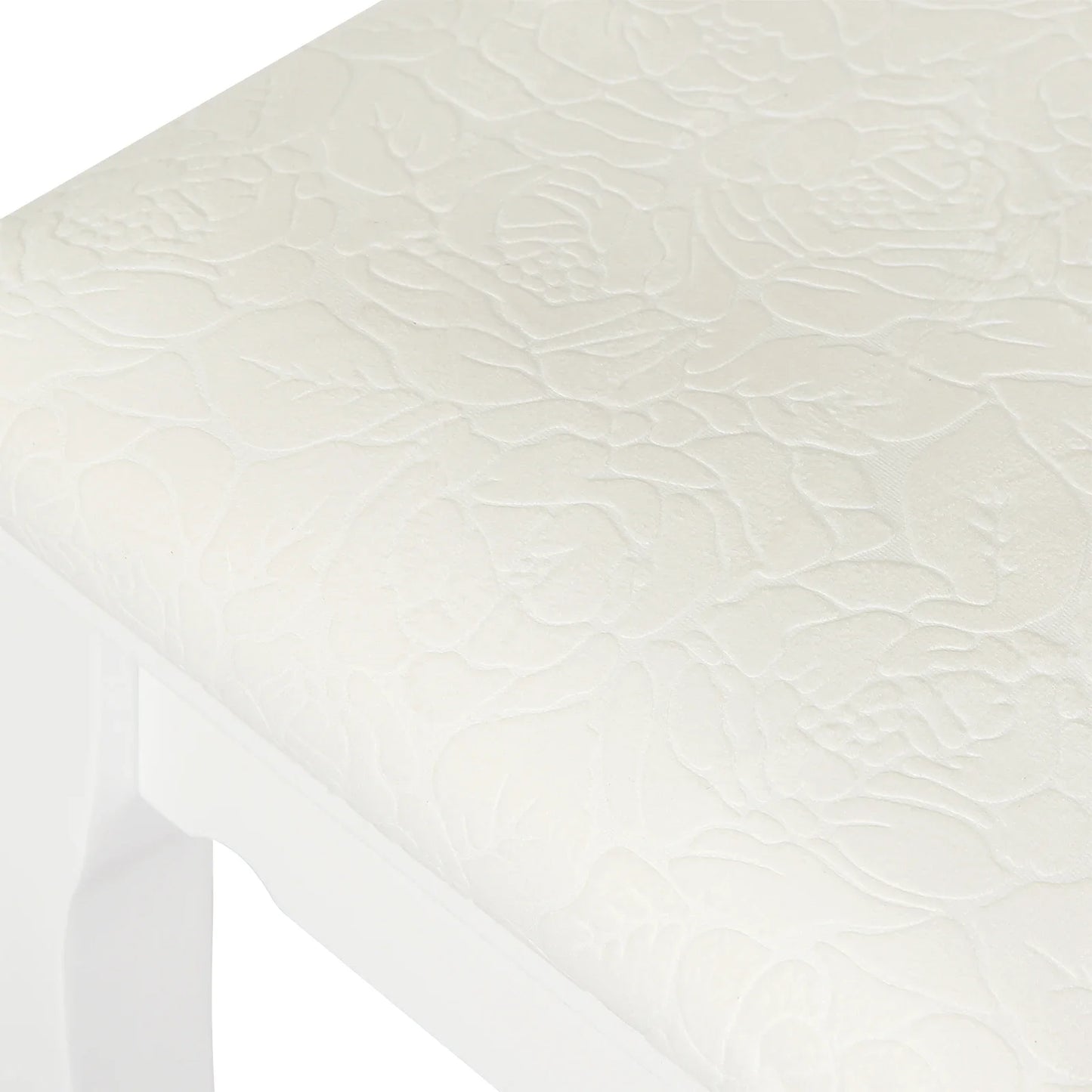 1PC Baroque Style White Dressing Stool 38x28.5x45cm Velvet Upholstered Makeup Vanity Chair Piano Bench Pouf for Bedroom