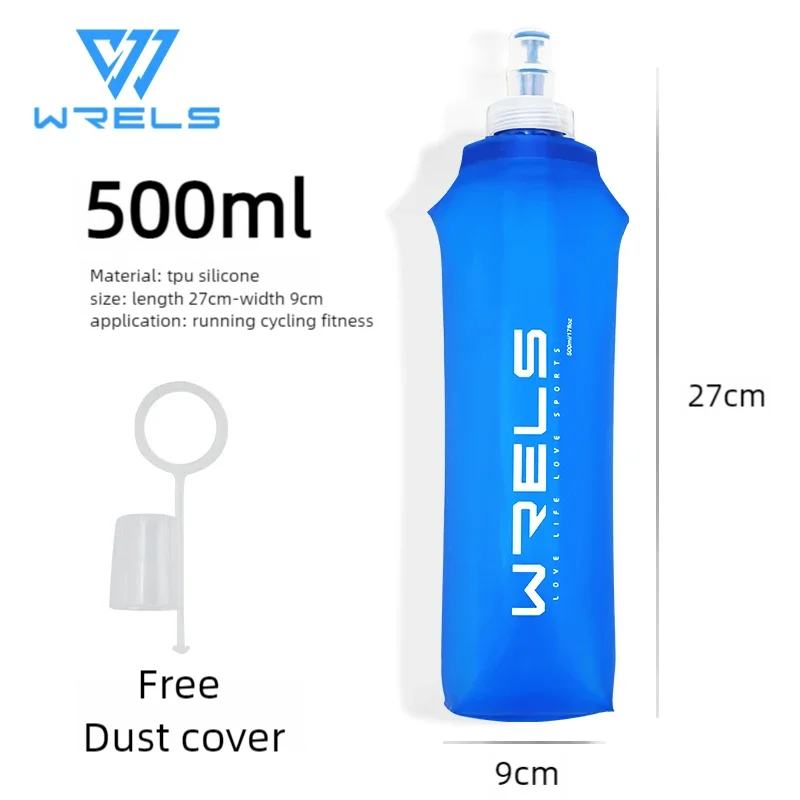 WRELS Soft Folding Water Bottle Collapsible Silicone Outdoor Sport Traveling Camp Hiking Cycling Running TPU Portable Water Bag