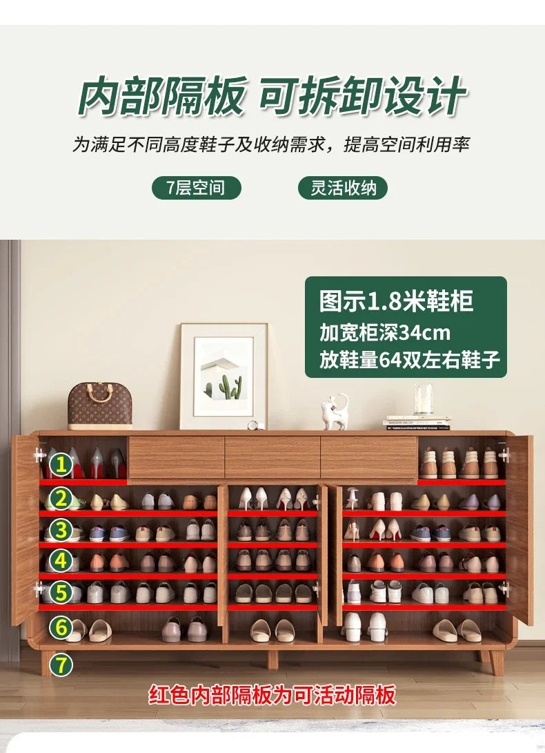 Wooden Entrance Shoe Cabinet Large Capacity Household Cabinet Balcony Foyer Cabinet IndoorZapateros Home Furniture