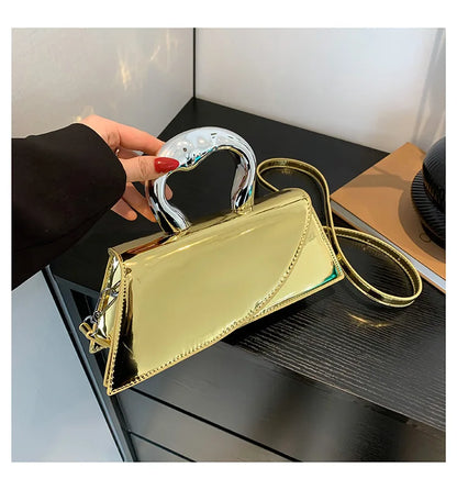 Shiny Leather Handbag And Purse Solid Color Designer Bags For Women Luxury Style Fashion Female Hand Bag High Quality Clutches