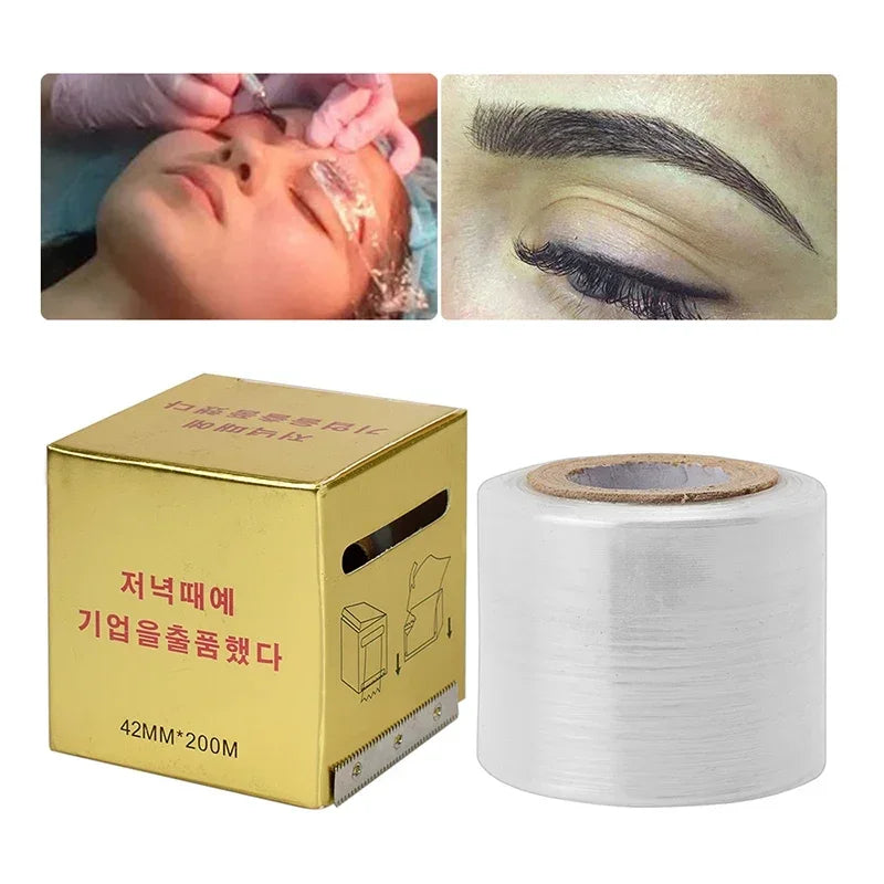 1 Roll Eyebrow Tattooing Clear Plastic Wrap Full Cover Preservative Film for Half Permanent Eyebrow Makeup Tattoo Accessories