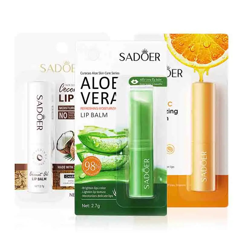 SADOER Vitamin C Aloe Coconut Lip Balm Moisturizing Anti Cracking Hydrating Repair Nourishing Lipstick Lips Skin Care Products