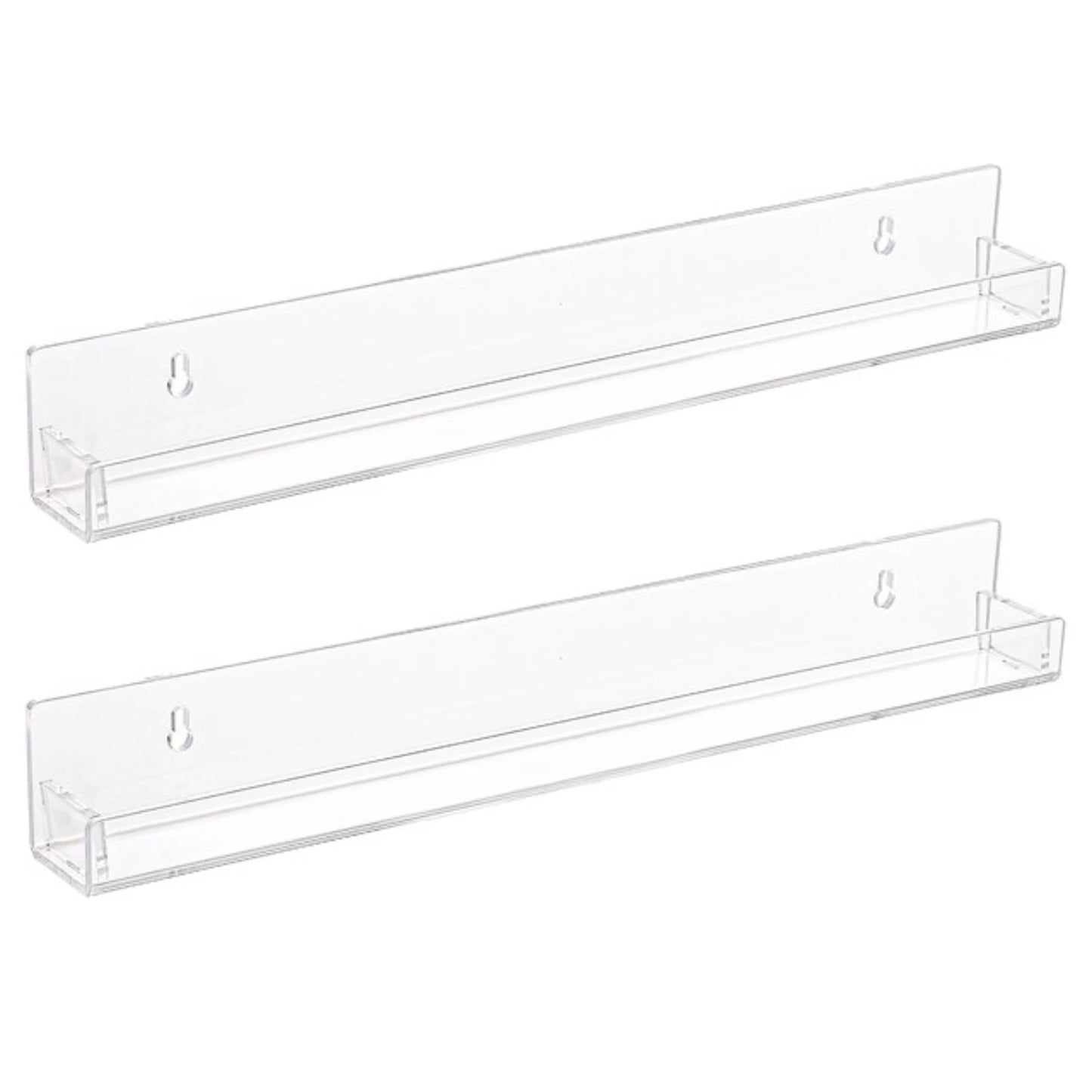 Stylish, Modern Set of 2/4/6 Packs - Acrylic Floating Bookshelf and 15 Inches Nail Polish Rack Wall Mounted Shelf with Removable