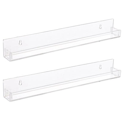 Stylish, Modern Set of 2/4/6 Packs - Acrylic Floating Bookshelf and 15 Inches Nail Polish Rack Wall Mounted Shelf with Removable