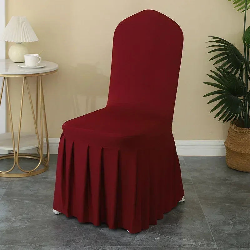 5/10/50/100pcs Pleated skirt Spandex Chair Cover Hotel Banquet Party Events Wedding Decoration Dining Room Seat Protector Covers