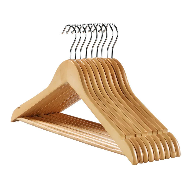 Premium Wooden Hangers Durable Non Slip Coat Hangers Heavy Duty Natural Solid Wood Hanger Clothes Storage Hangers Swivel Hooks