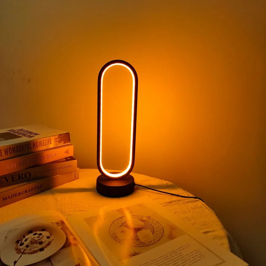 1PC Lamp bedroom Ring Lamp Living Room Three-color Dimming Bedside Lamp LED Night Light Lampara recargable Night stand lamp