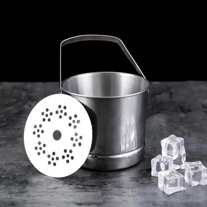 1L Stainless Steel Ice Bucket with Ice Clip 12.5cm Ice Bucket Ice Barrel with Clamp BBQ Camping Ice Cube Container for Party Bar