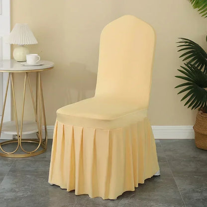 5/10/50/100pcs Pleated skirt Spandex Chair Cover Hotel Banquet Party Events Wedding Decoration Dining Room Seat Protector Covers