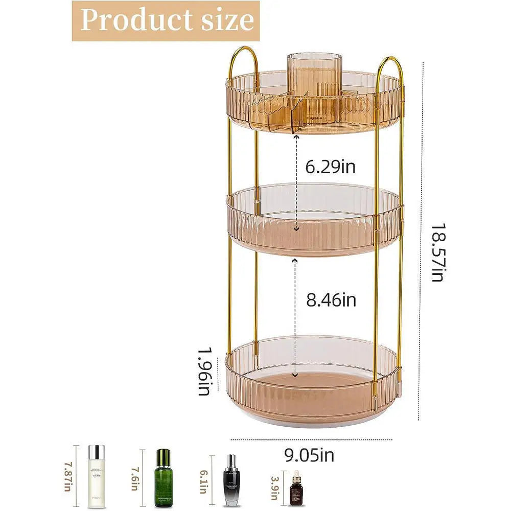 360° Rotating Cosmetics Storage Rack Large-capacity Perfume Skin Care Product Organizer Toilet Dressing Table Storage Shelf