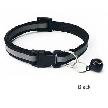 1PC Colors Reflective Breakaway Cat Collar Neck Ring Necklace Bell Pet Products Safety Elastic Adjustable Pet Reflective Collar