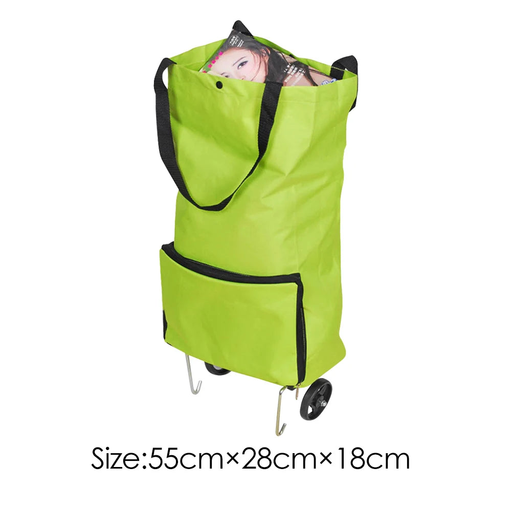 Trolley Bag Reusable Shopping Bag with Wheels Shopping Cart Carry-on Bag Upgrade Shopping Bag Folding Grocery Cart Eco-friendly