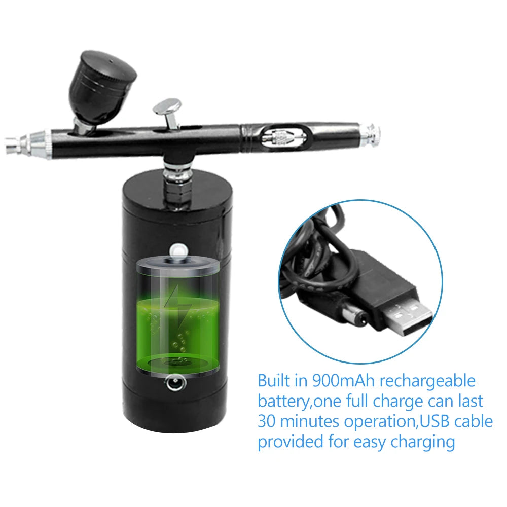 Rechargeable USB Airbrush Kit Portable Airbrush Compressor Spray Pump Handheld Airbrush Gun for FX Makeup Tattoo Painting