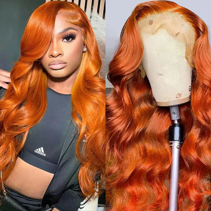 30 40Inch Orange Ginger Body Wave 13x4 HD Transparent Lace Frontal Wig Brazilian Color 13x6 Lace Front Human Hair Wigs For Women