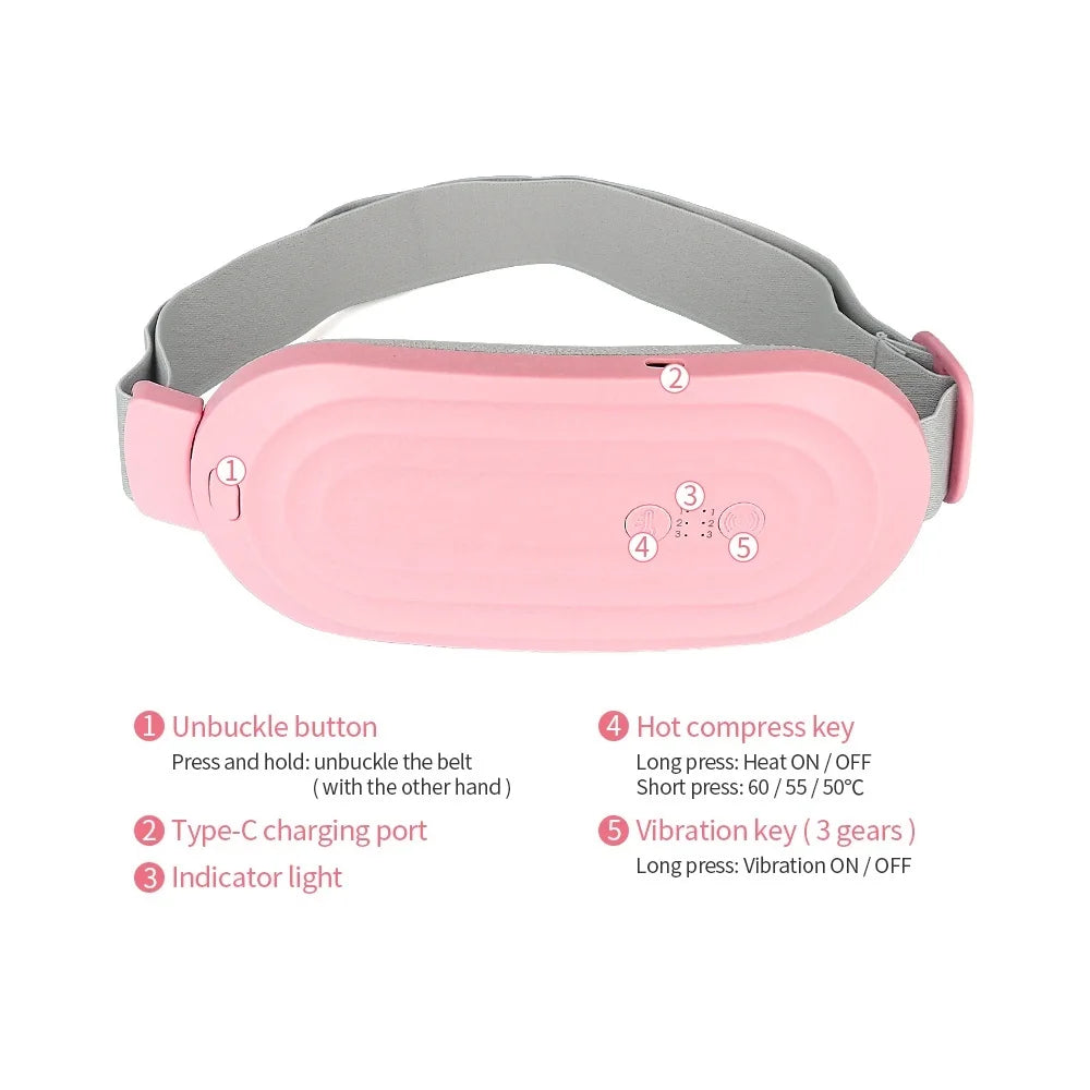 Wireless Abdominal Heating Massager Pad Relieve Menstrual Pain Warm Lady Uterus Belt Hot Compress Waist Back Vibrating Artifact