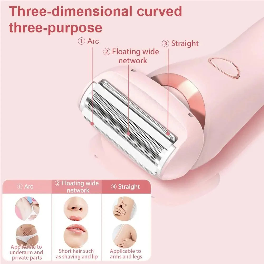 2-in-1 painless home hair removal device for women, hair trimming and shaving electric depilator for pubic hair, armpit hair,