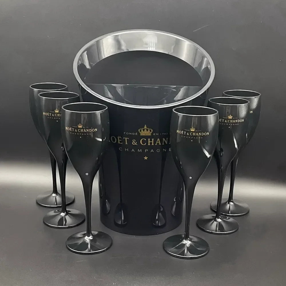 6 Cups 1 Bucket Ice Buckets and Coolers Wine Glasses 3000ml Acrylic Goblets Champagne Wedding Bar Party Wine Bottle Holder