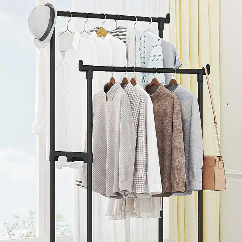 Rolling Garment Rack Metal Clothes Rack On Wheels Closet Organizers And Storage Multi-Functional Wardrobe Space Saver For