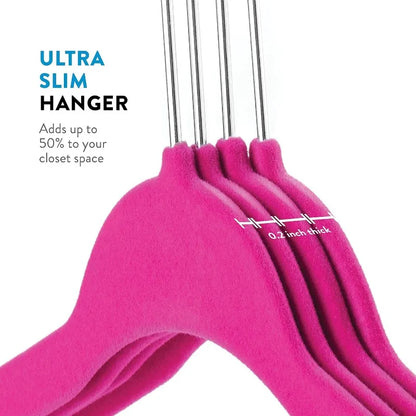 Velvet Hangers 50 Pack - Heavy Duty Black Hangers for Coats, Pants & Dress Clothes - Non Slip Clothes Hanger Set - Space Saving