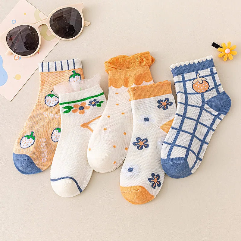 5Pairs Baby Socks Newborn Baby Boy Cute Short Sock 0-1-3-8Y Kids Cotton Toddler Cartoon Soft Children's Sports Socks for Girls