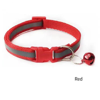 1PC Colors Reflective Breakaway Cat Collar Neck Ring Necklace Bell Pet Products Safety Elastic Adjustable Pet Reflective Collar