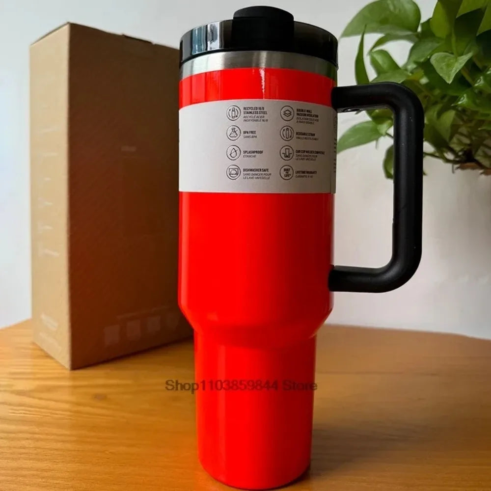 Tumbler Handle Lid Straw Thermos Cup Silicone Boot Stainless Steel Vacuum Insulated Iced Travel For StanIeys Coffee Mug